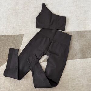 Brown One shoulder & leggings set